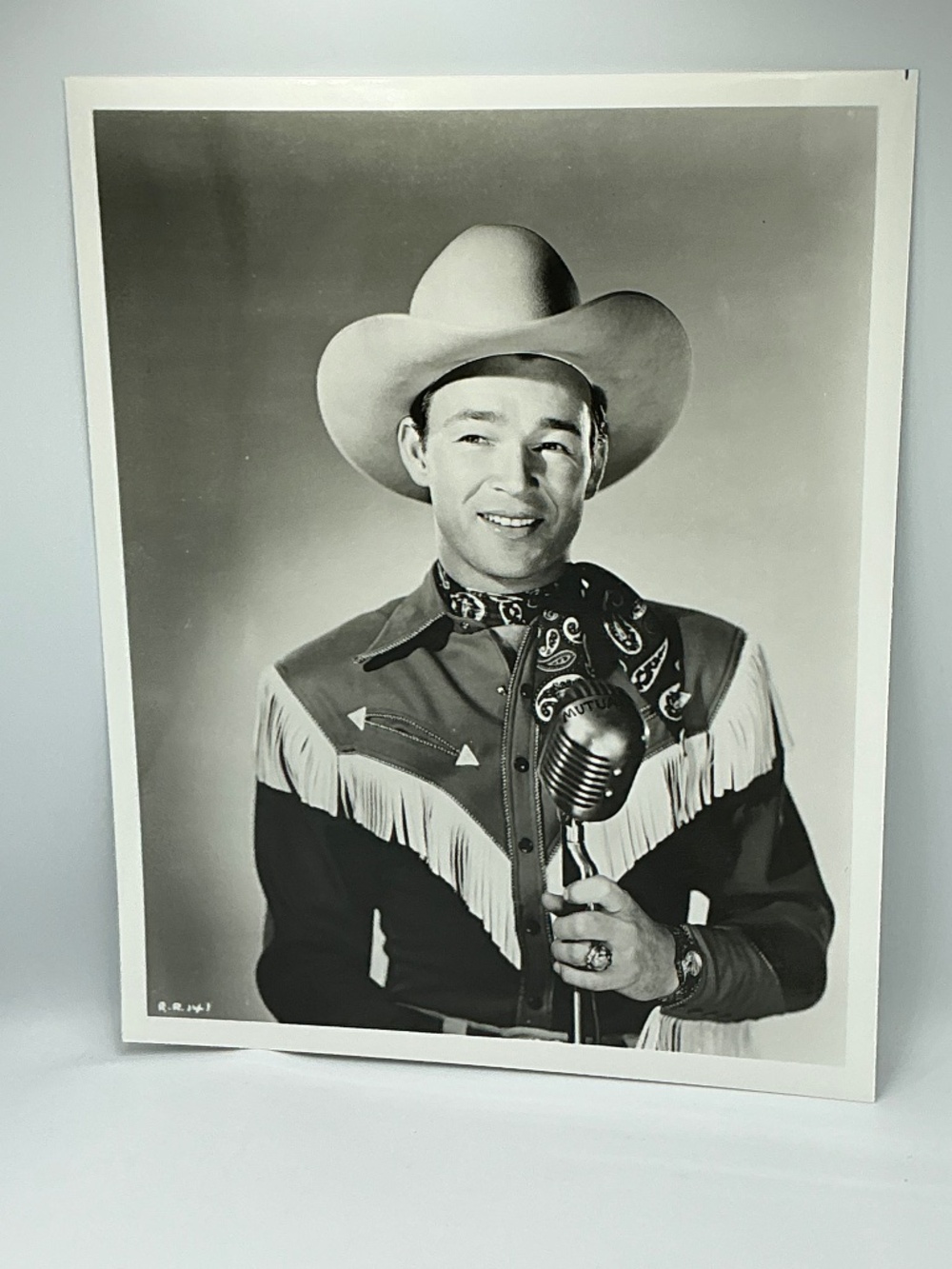 Roy Rogers Glossy Photo 8x10 Singing Cowboy Mutual Microphone Western